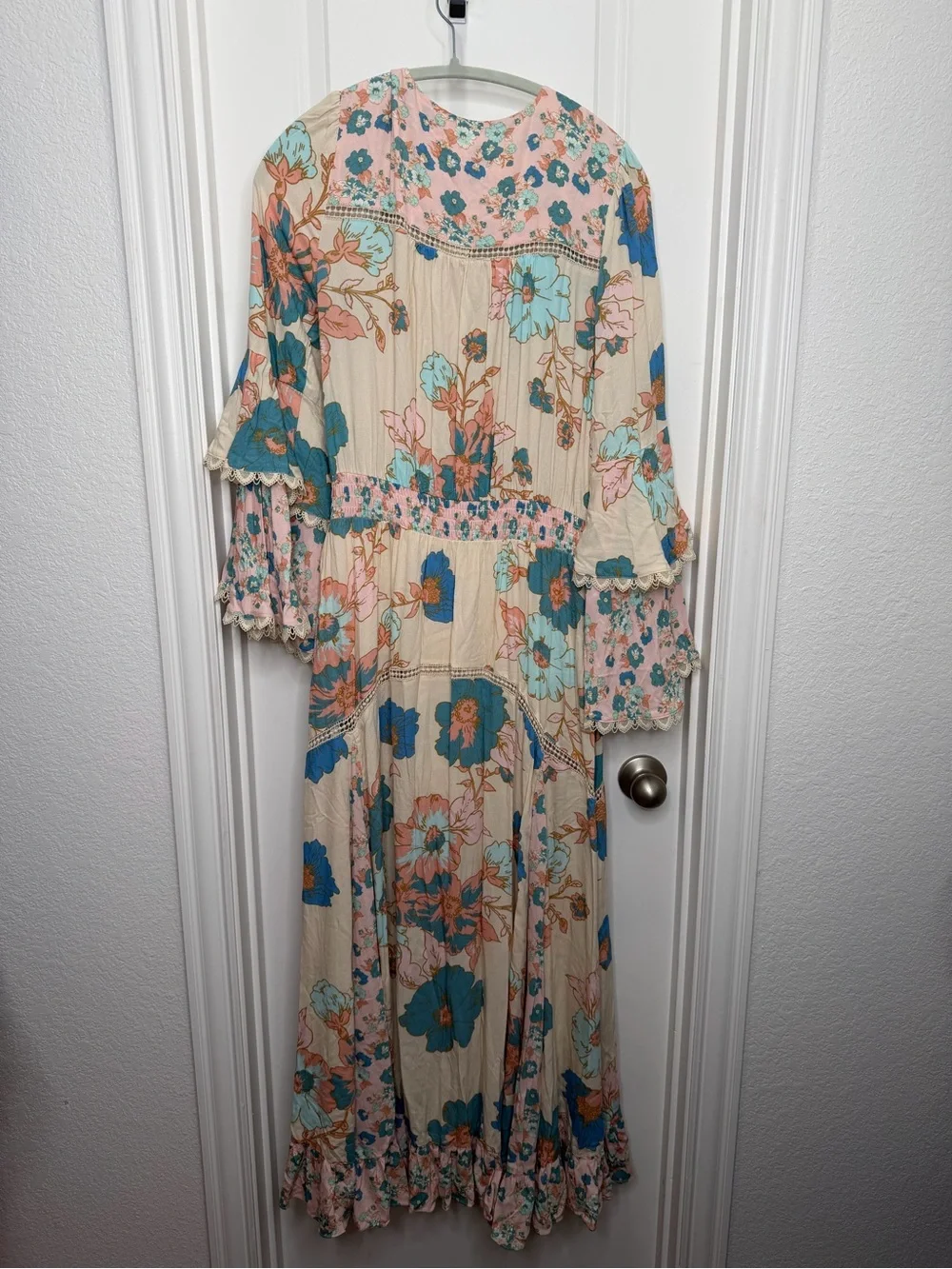 Free People‎ Intimately Penny Printed Bodysuit Bell Sleeve Boho Dress Small NWT